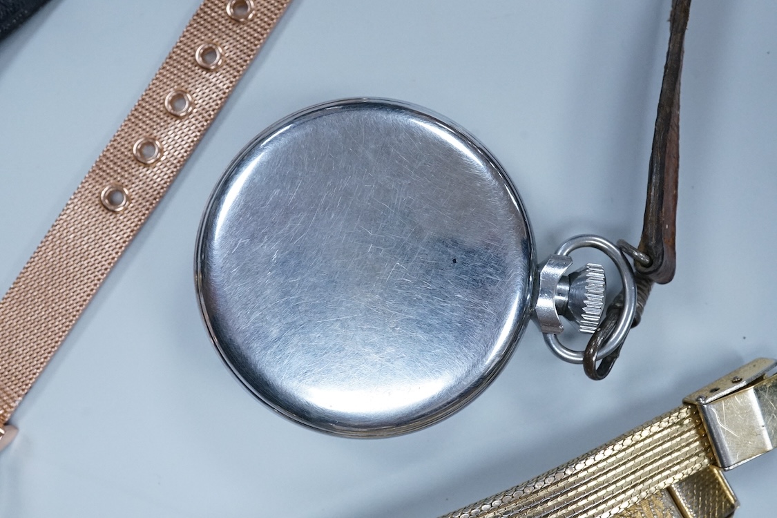 A brass cased S. Smith & Son open faced pocket watch with Roman dial, one other pocket, a quantity of assorted lady's wrist watches including Avia, Ingersoll and Timex, together with a gentleman's steel Zeitner Aqua Spor
